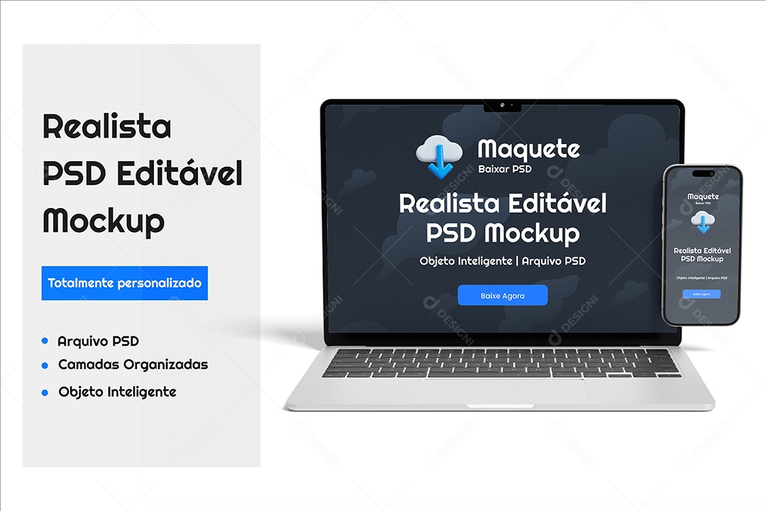 Mockup De Iphone E Notebook PSD Editável