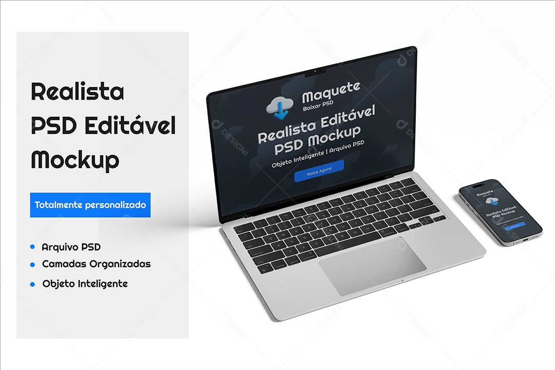 Mockup De Iphone E Notebook PSD Editável