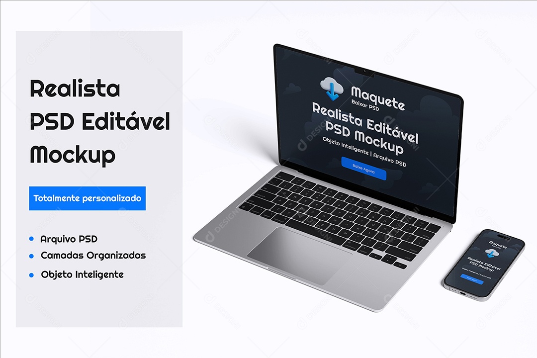 Mockup De Iphone E Notebook PSD Editável
