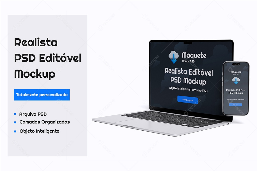 Mockup De Iphone E Notebook PSD Editável