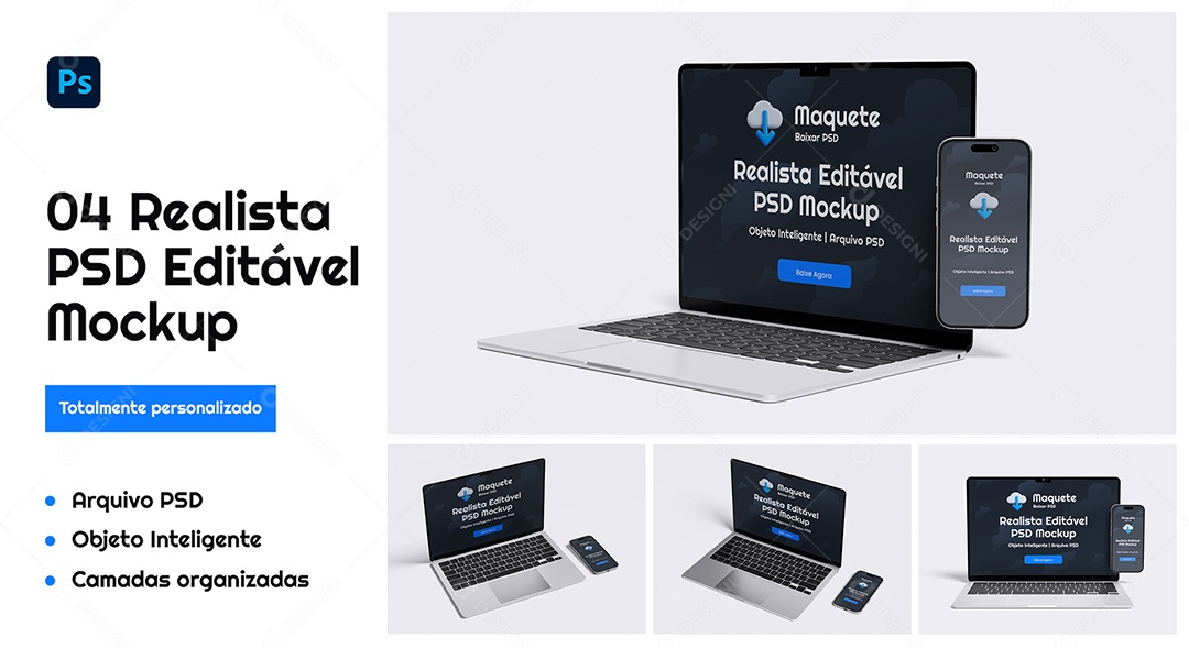 Mockup De Iphone E Notebook PSD Editável
