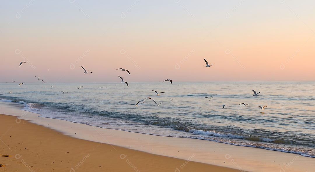 Imagem mostra ondas do mar quebrando em uma costa rochosa ao pôr do sol