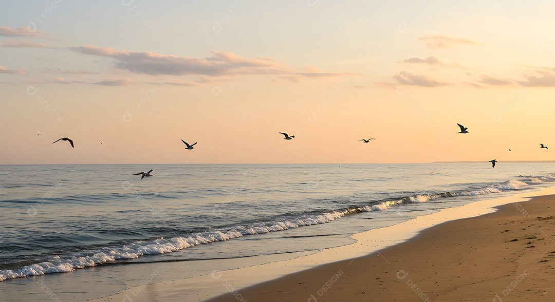 Imagem mostra ondas do mar quebrando em uma costa rochosa ao pôr do sol