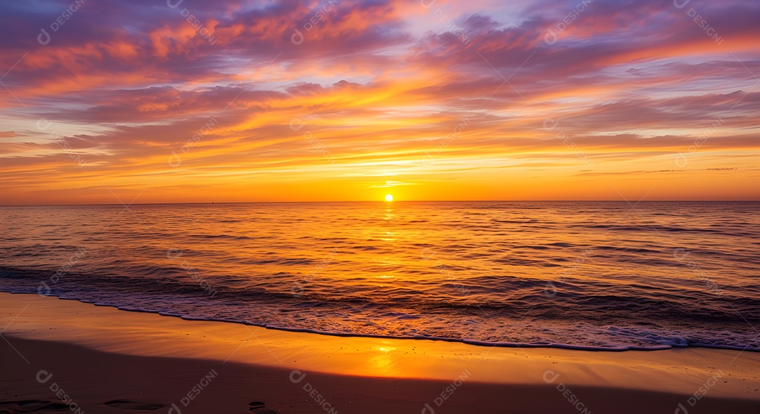 Lindo pôr do sol em uma linda beira praia MP4