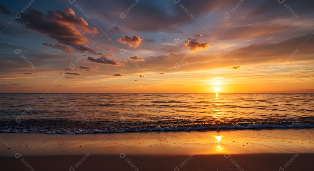 Lindo pôr do sol em uma linda beira praia MP4