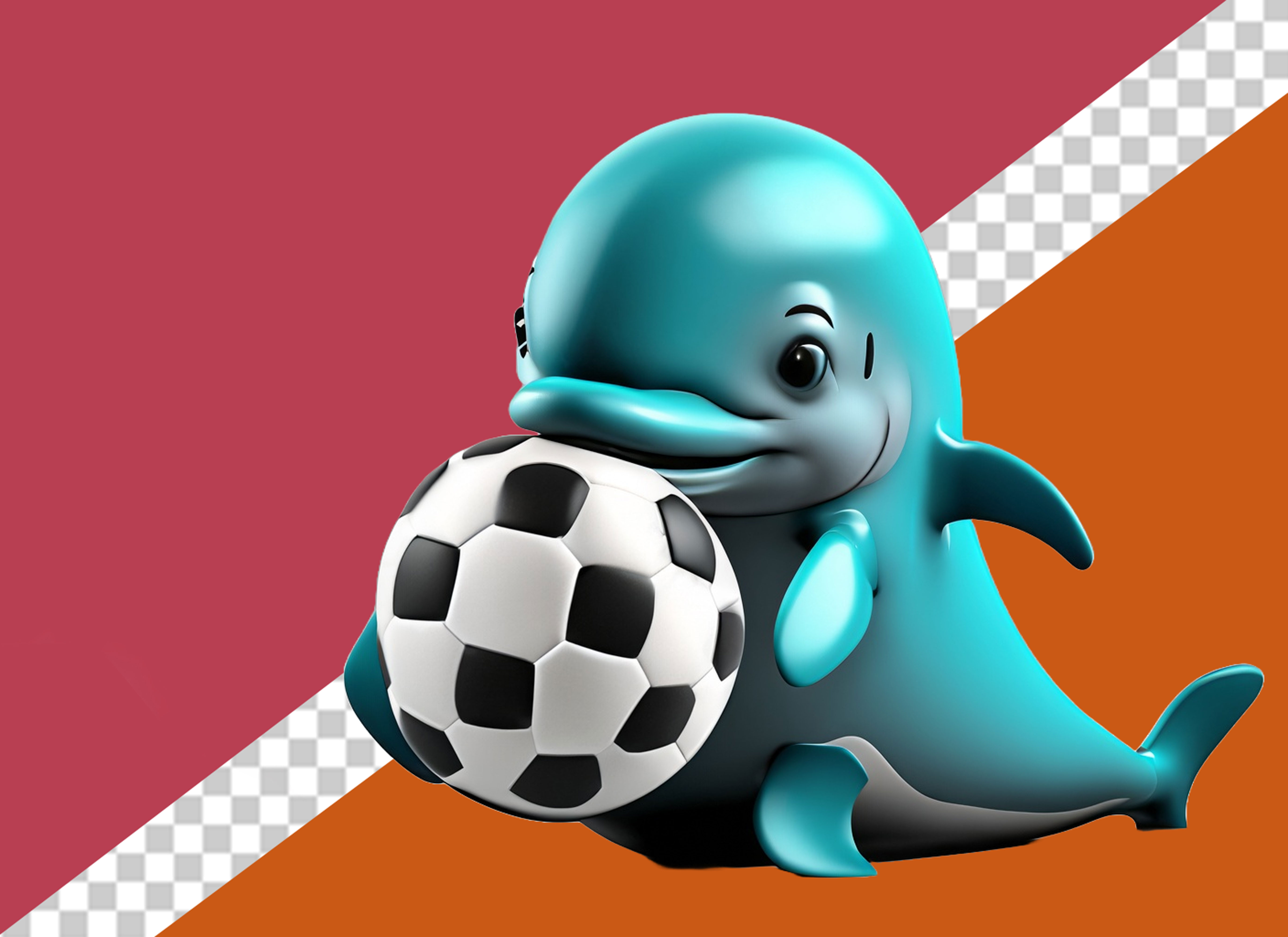 Golfinho Segurando Bola Personagem 3D Para Composição PSDGolfinho Segurando Bola Personagem 3D Para Composição PSD