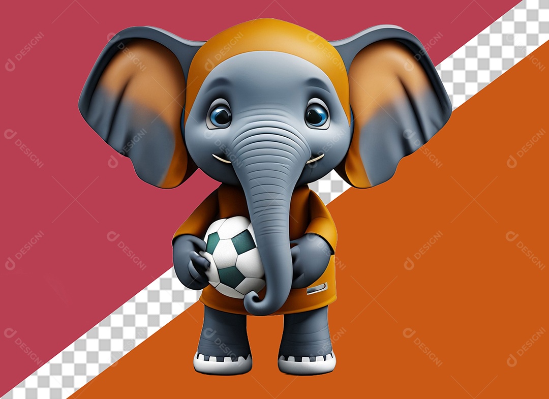 Elefante Segurando Bola Personagem 3D Para Composição PSD