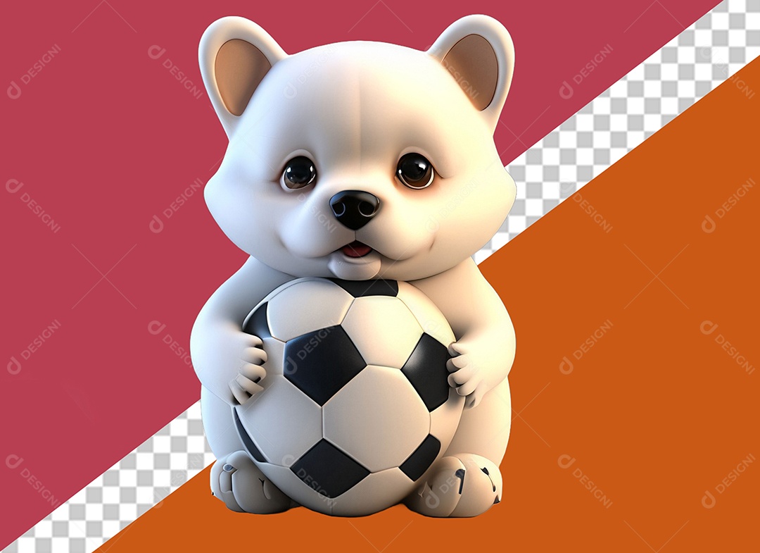 Cachorrinho Segurando Uma Bola Personagem 3D para Composição PSD
