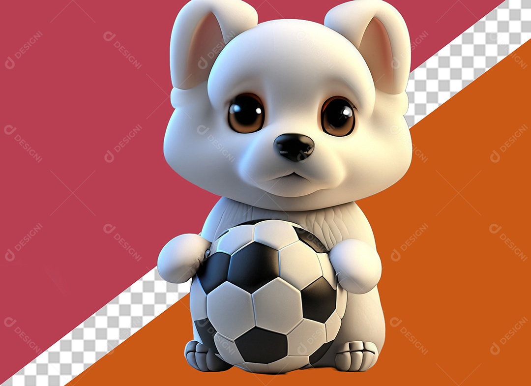 Cachorrinho Segurando Uma Bola Personagem 3D para Composição PSD