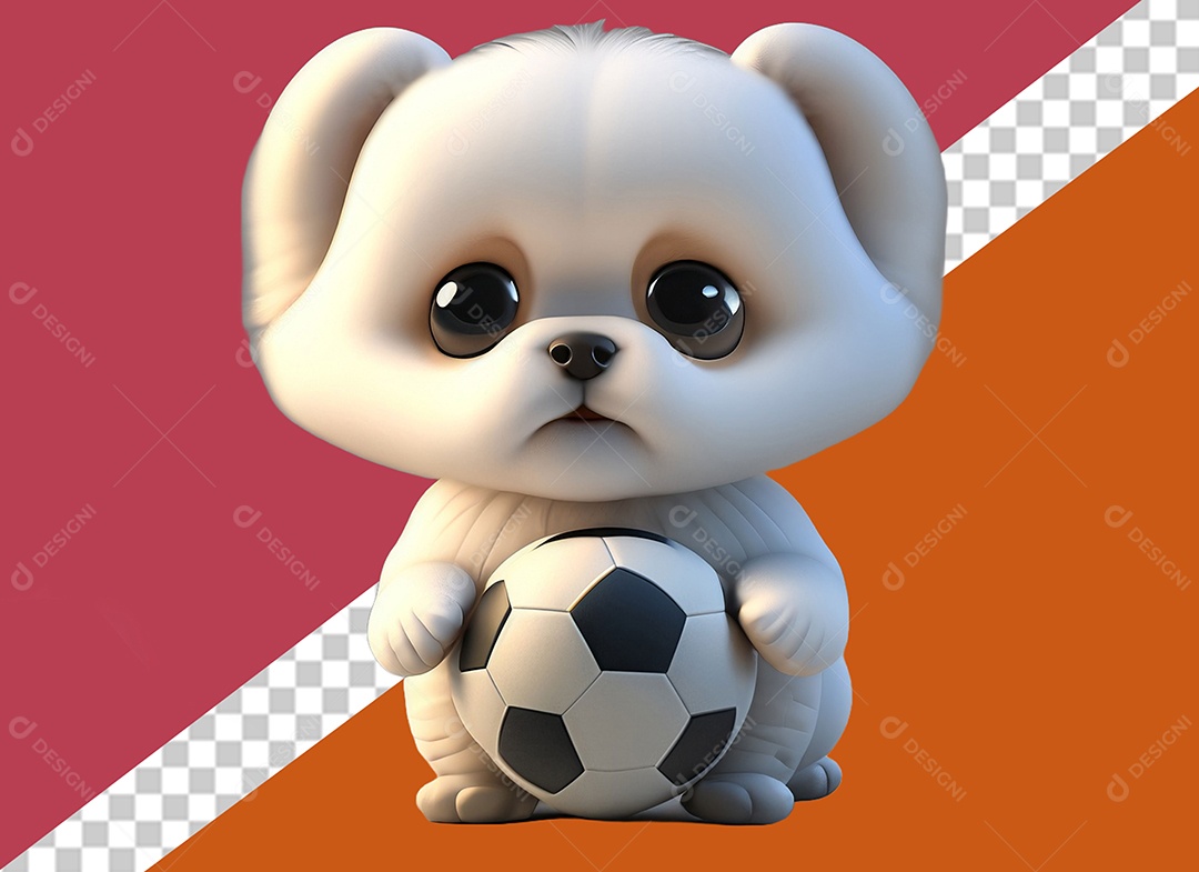 Cachorrinho Segurando Uma Bola Personagem 3D para Composição PSD