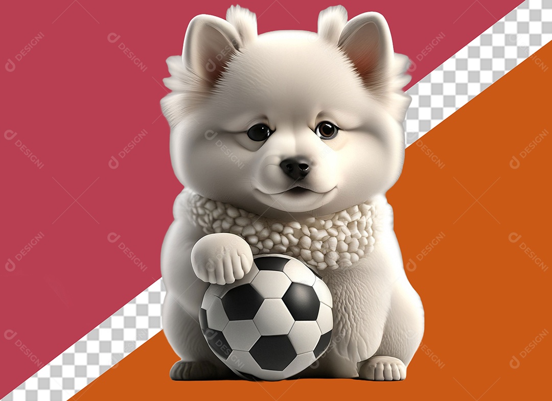 Cachorrinho Segurando Caixa de Presente Personagem 3D para Composição PSD