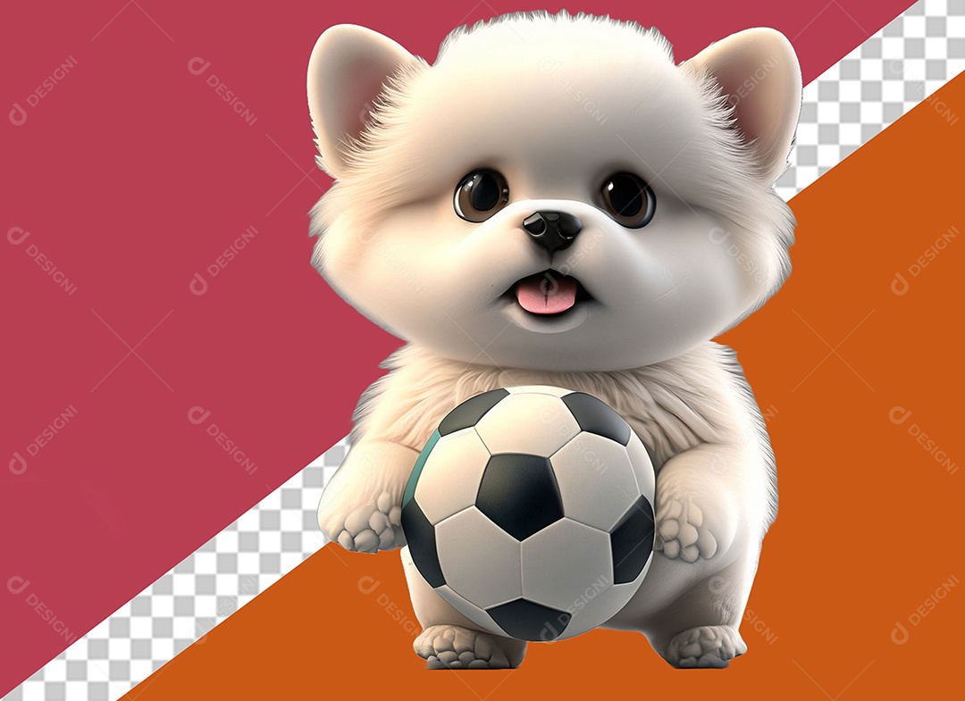 Cachorrinho Segurando Caixa de Presente Personagem 3D para Composição PSD