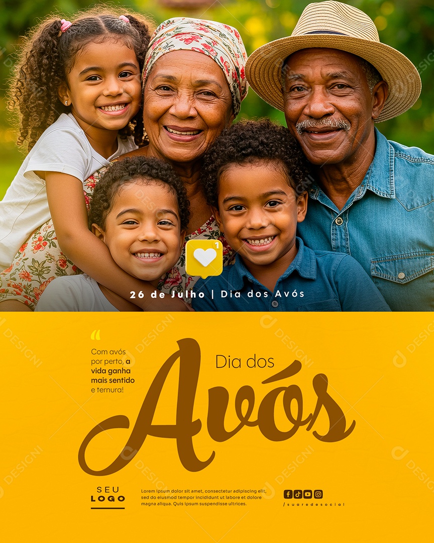 Feliz Dia dos Avós 26 de Julho Social Media PSD Editável
