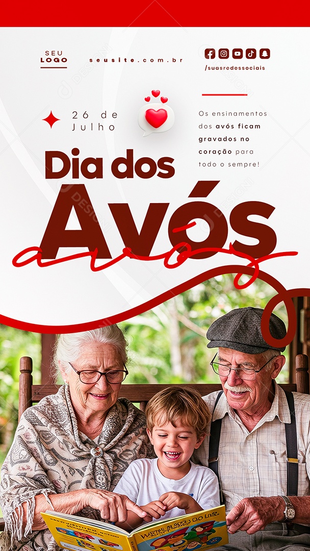 Story Feliz Dia dos Avós 26 de Julho Social Media PSD Editável