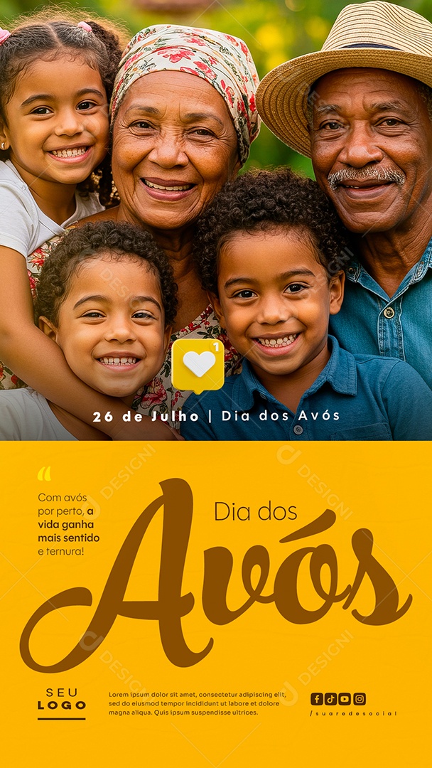 Story Feliz Dia dos Avós 26 de Julho Social Media PSD Editável