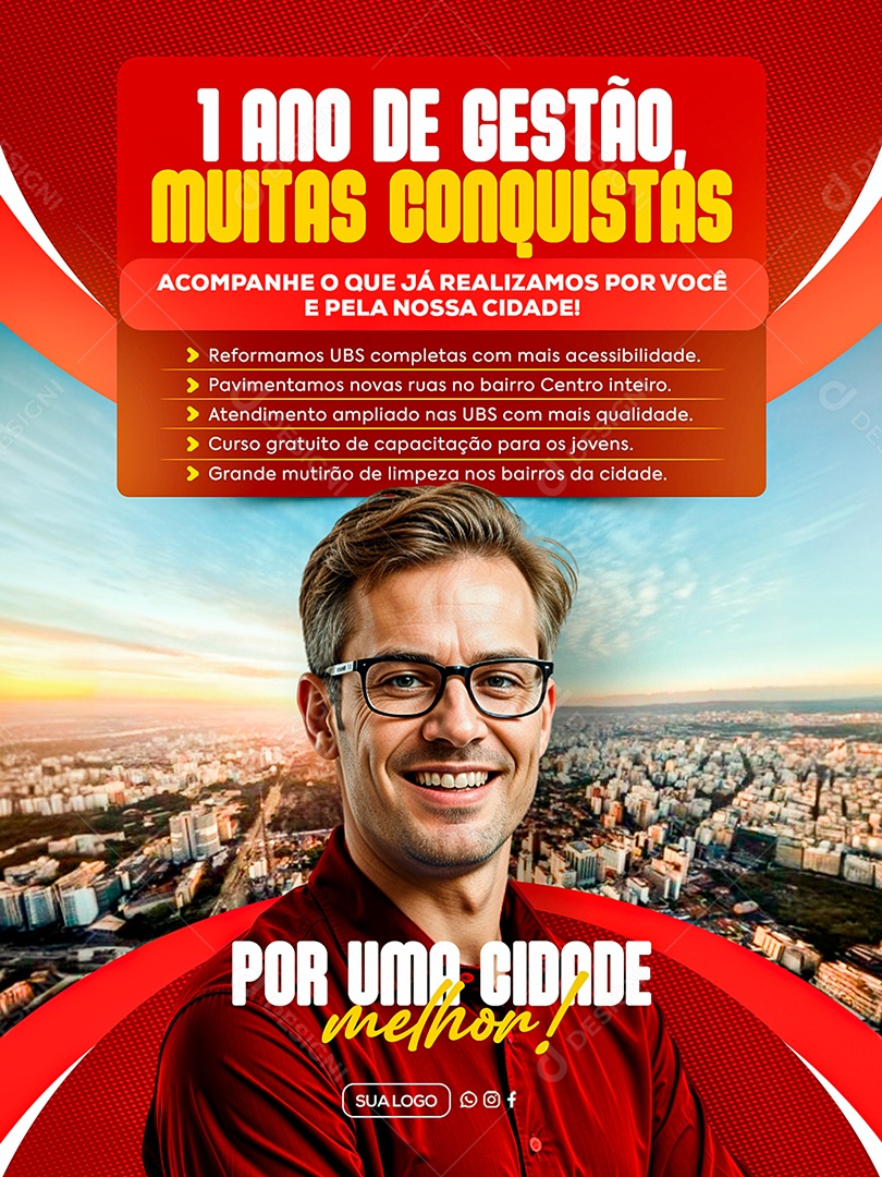 Prefeitura 1 Ano de Gestão Social Media PSD Editável