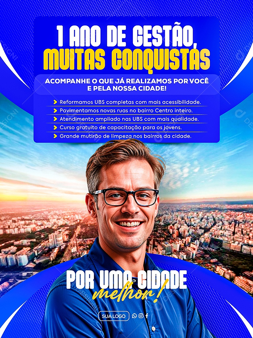 Prefeitura 1 Ano de Gestão Social Media PSD Editável