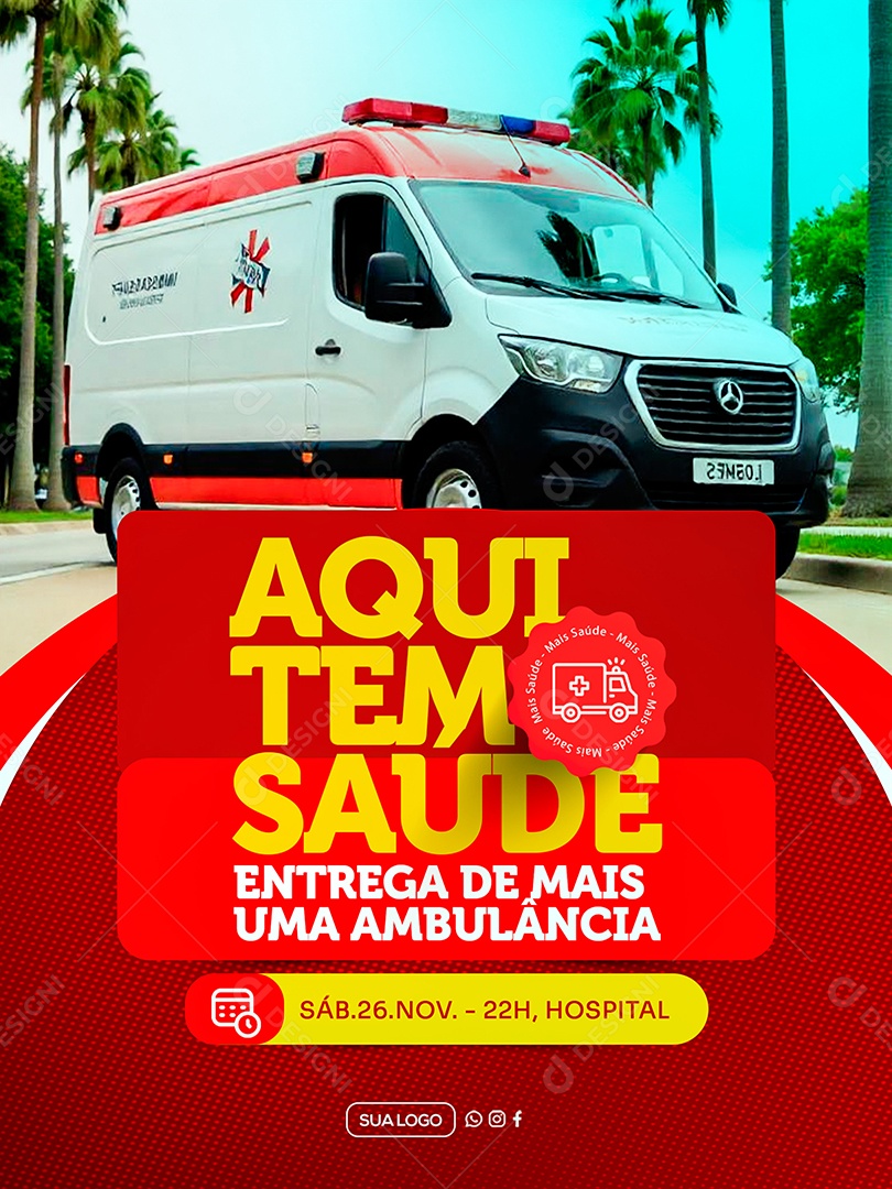 Prefeitura Aqui Tem Saúde Social Media PSD Editável