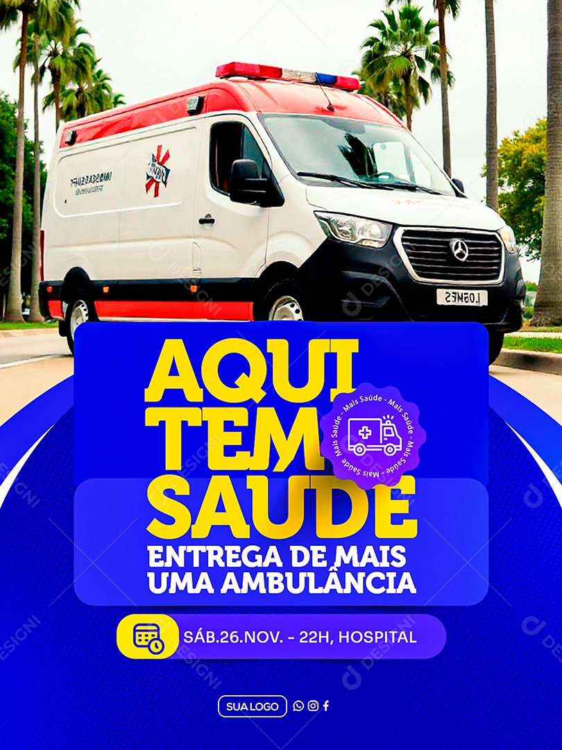 Prefeitura Aqui Tem Saúde Social Media PSD Editável