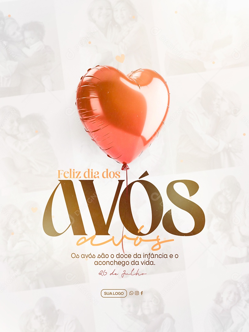 Dia dos Avós 26 de Julho Presente de Deus Social Media PSD Editável