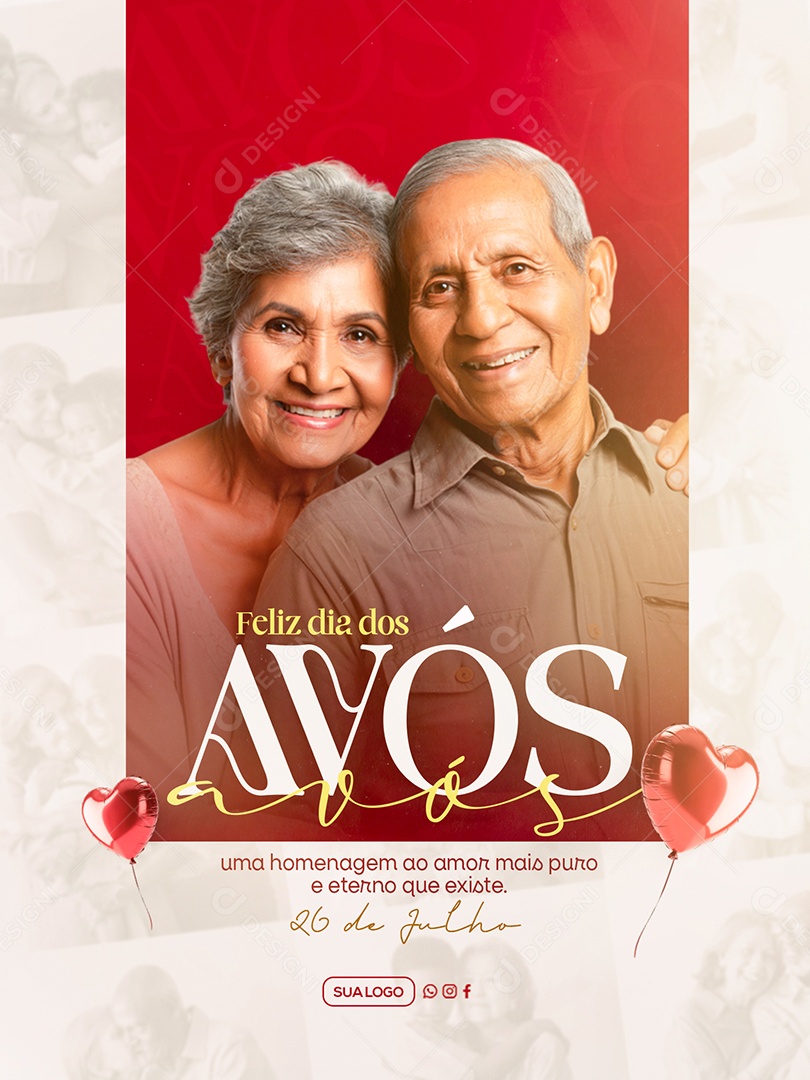 Dia dos Avós 26 de Julho Presente de Deus Social Media PSD Editável