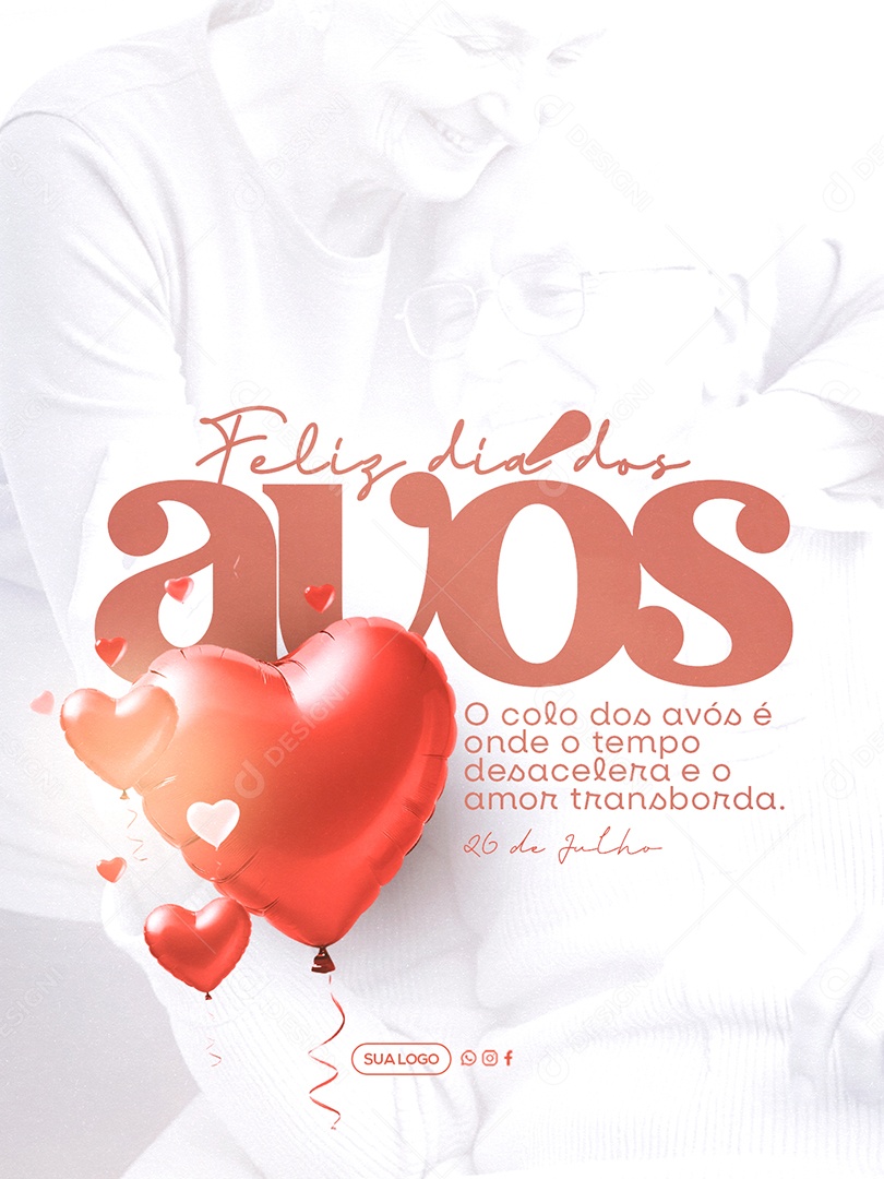 Dia dos Avós 26 de Julho Presente de Deus Social Media PSD Editável