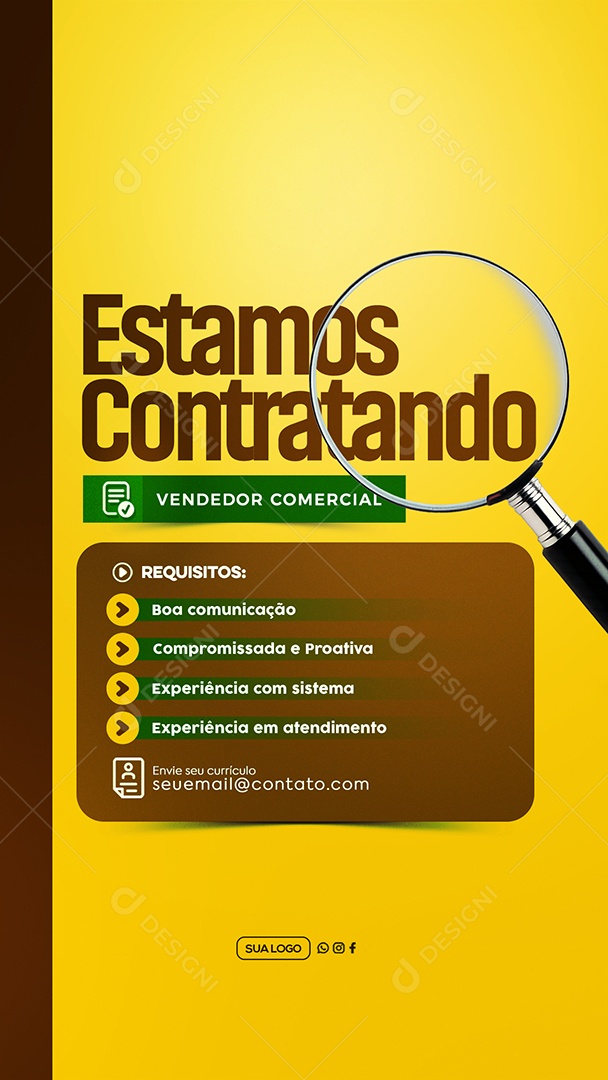 Story Estamos Contratando Social Media PSD Editável