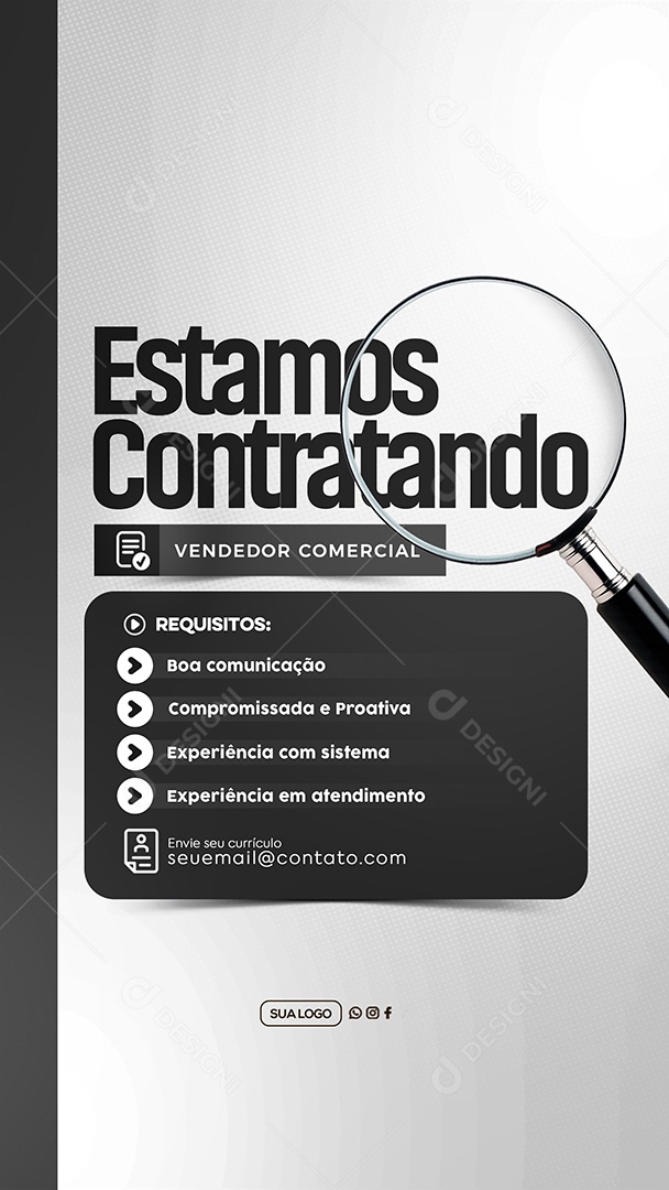 Story Estamos Contratando Social Media PSD Editável