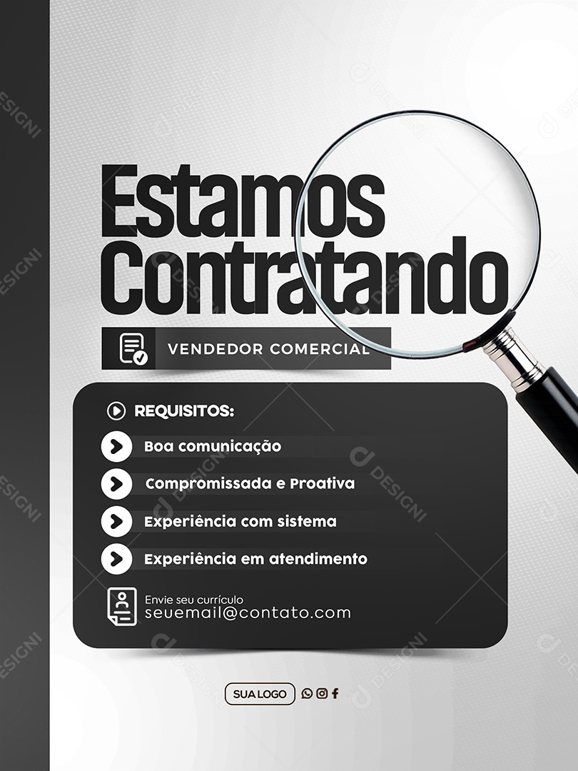 Estamos Contratando Social Media PSD Editável
