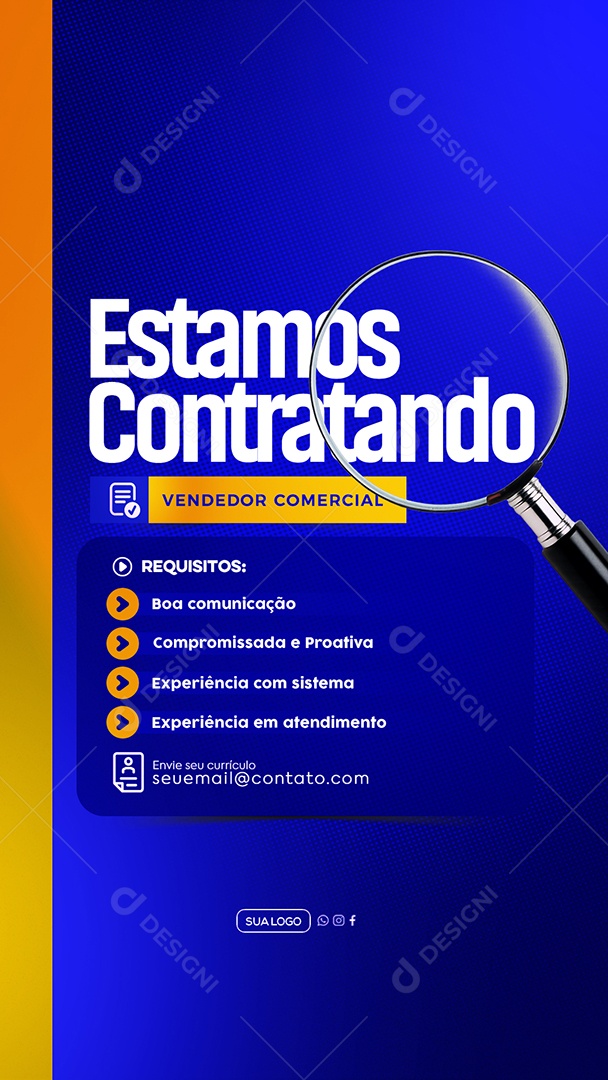 Story Estamos Contratando Social Media PSD Editável