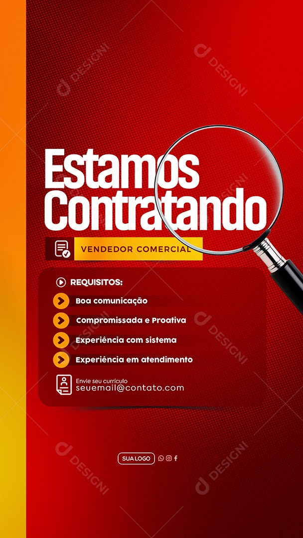 Story Estamos Contratando Social Media PSD Editável