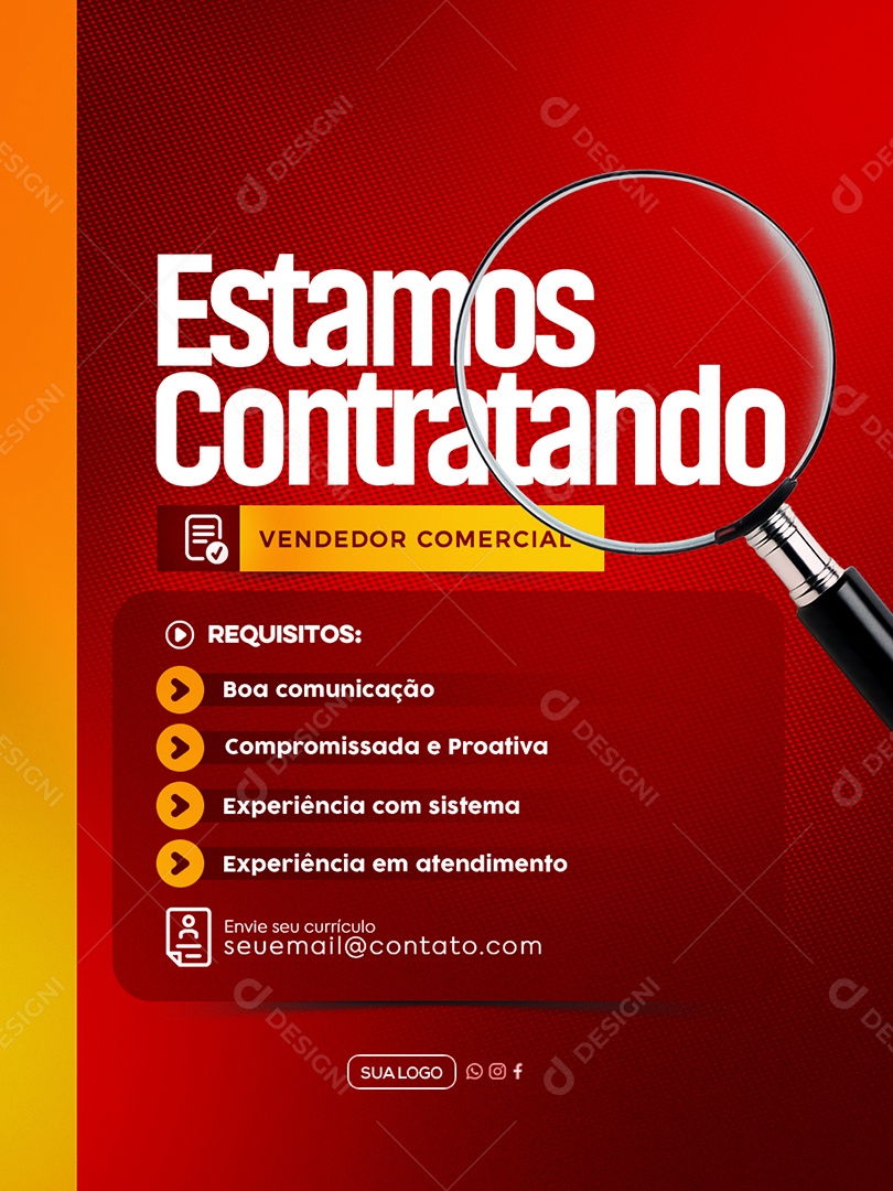 Estamos Contratando Social Media PSD Editável