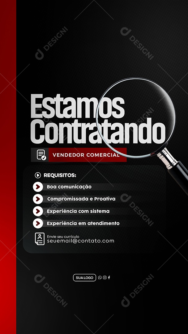 Story Estamos Contratando Social Media PSD Editável