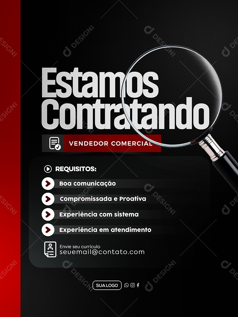 Estamos Contratando Social Media PSD Editável