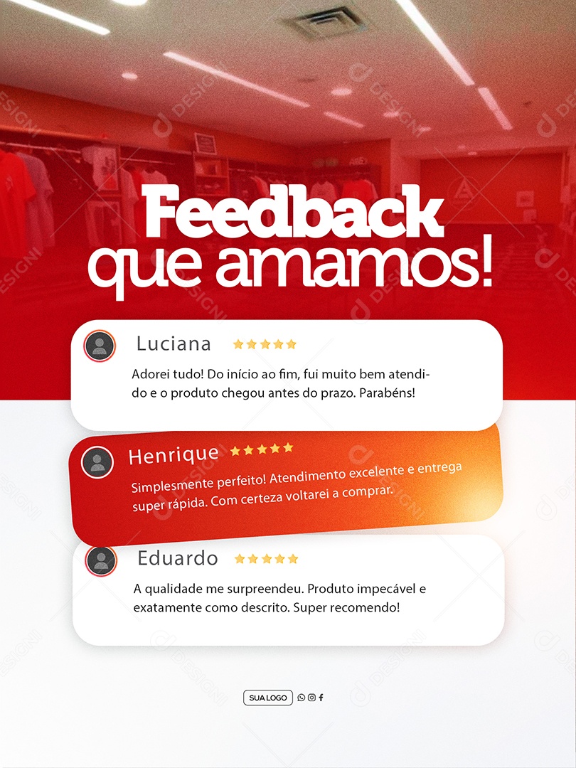 Feedback Loja de Roupas Social Media PSD Editável