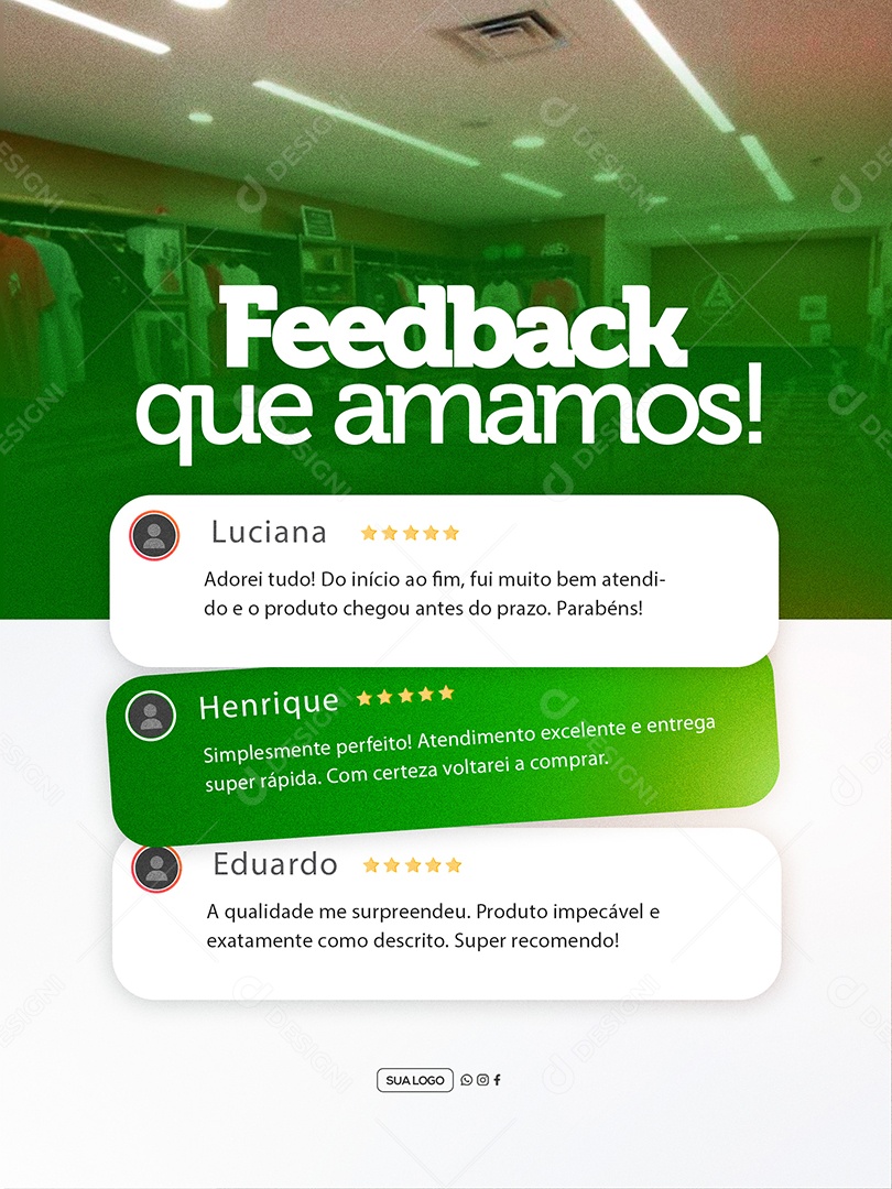 Feedback Loja de Roupas Social Media PSD Editável