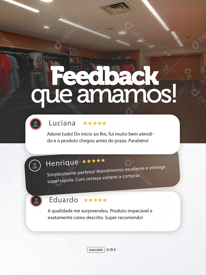Feedback Loja de Roupas Social Media PSD Editável