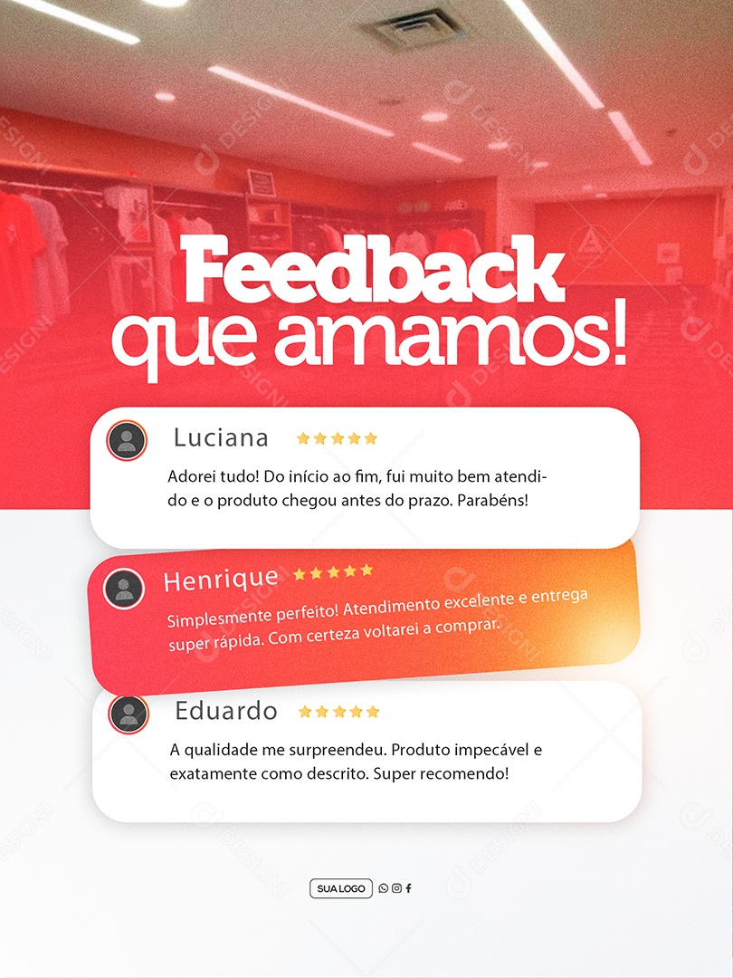 Feedback Loja de Roupas Social Media PSD Editável