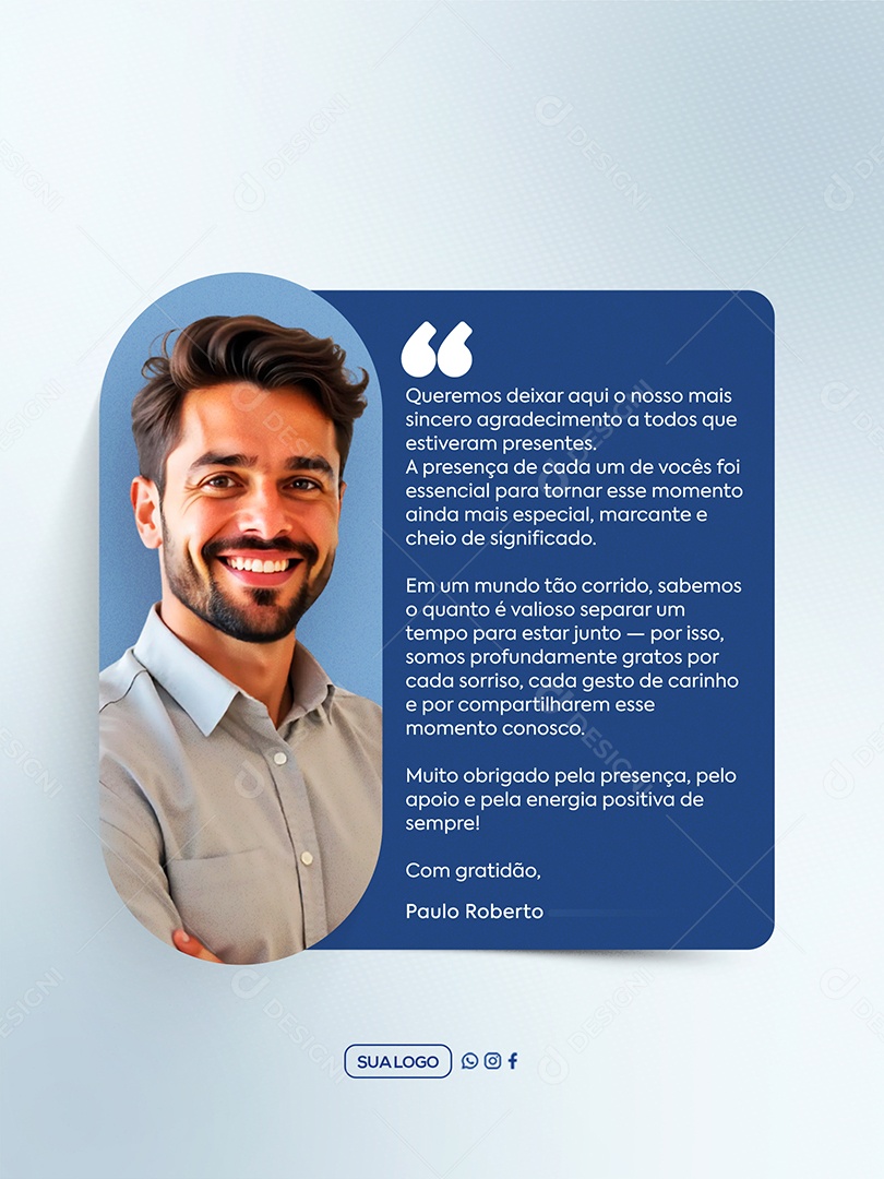 Mensagem de Agradecimento Social Media PSD Editável