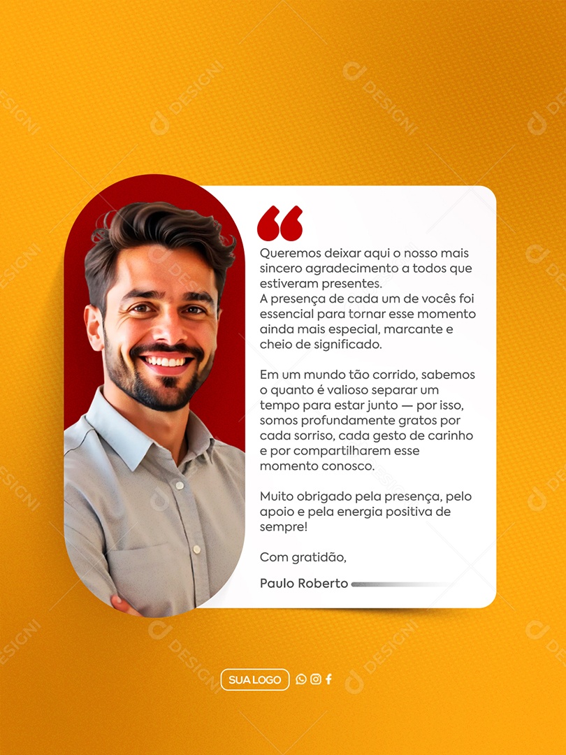 Mensagem de Agradecimento Social Media PSD Editável