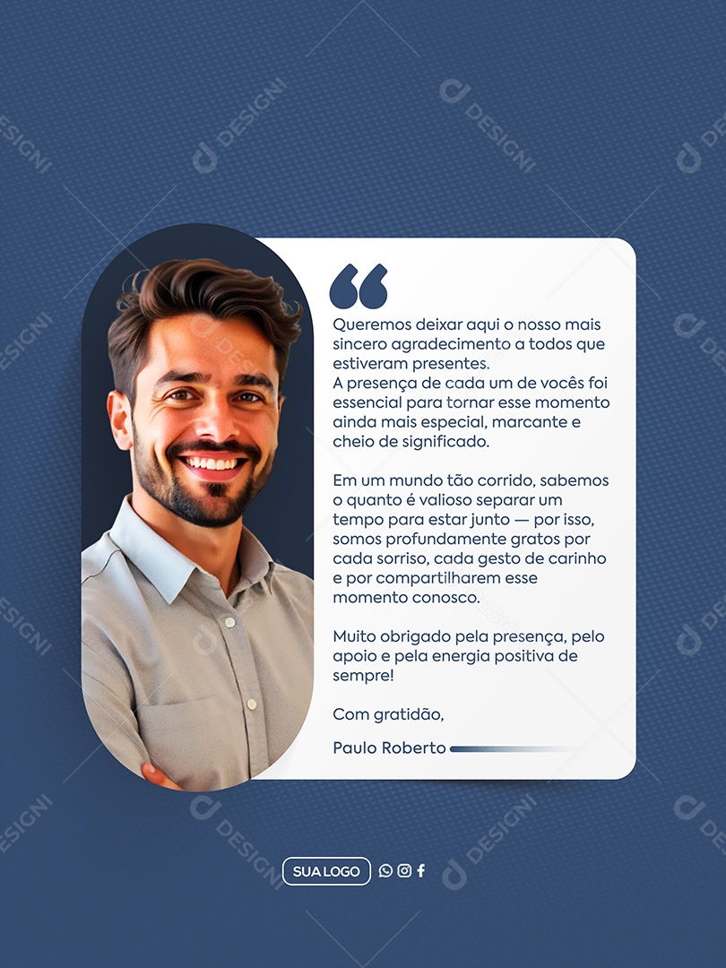 Mensagem de Agradecimento Social Media PSD Editável