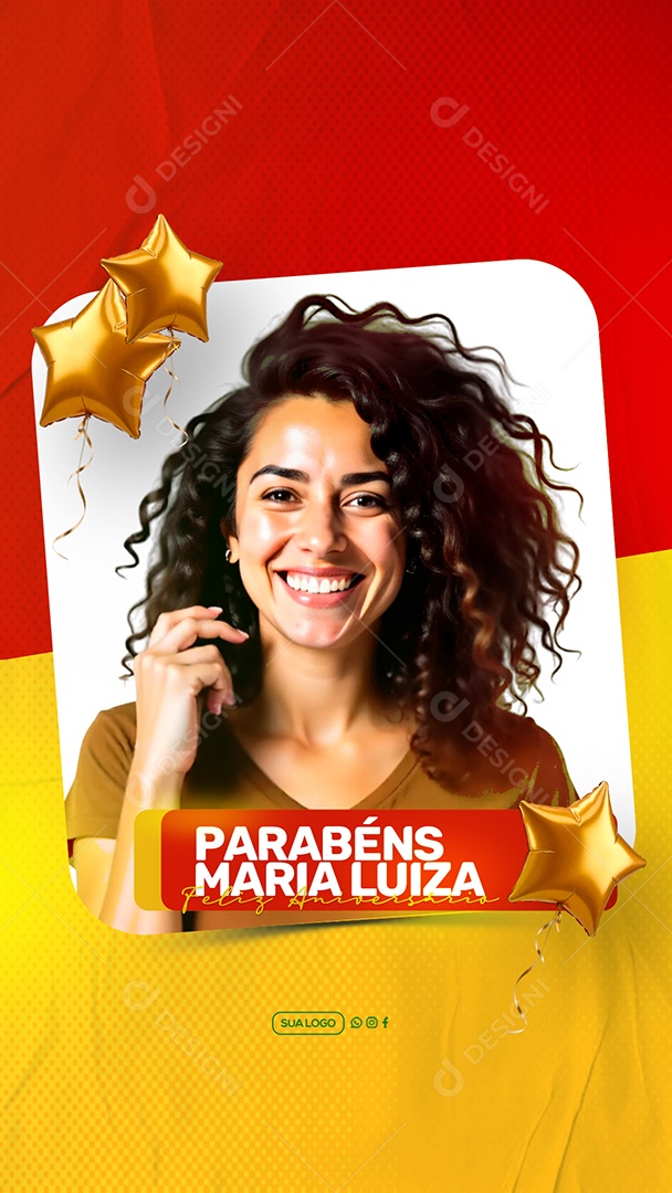 Story Feliz Aniversário Parabéns Maria Luiza Social Media PSD Editável