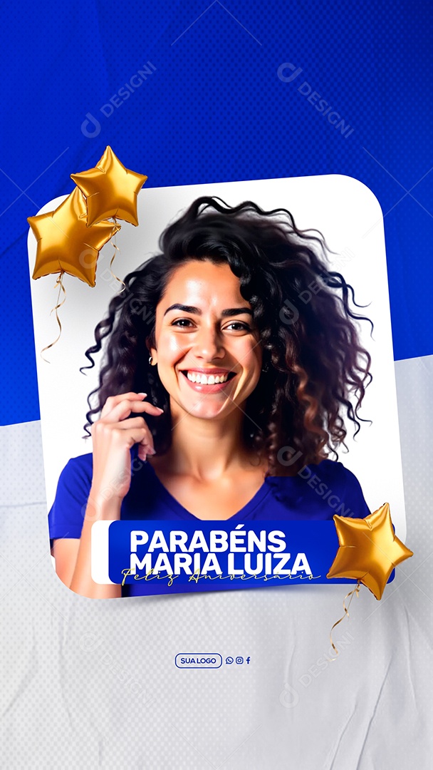 Story Feliz Aniversário Parabéns Maria Luiza Social Media PSD Editável