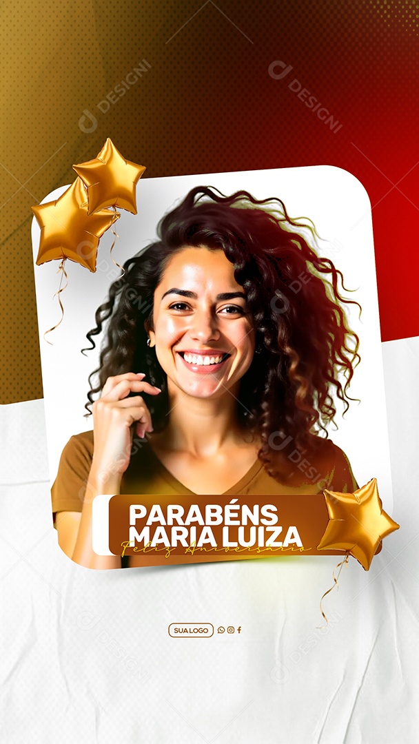 Story Feliz Aniversário Parabéns Maria Luiza Social Media PSD Editável