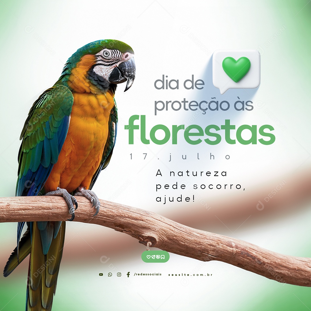 Dia de Proteção às Florestas 17 de Julho Social Media PSD Editável