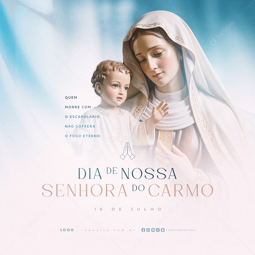 Dia de Nossa Senhora do Carmo 16 de Julho Social Media PSD Editável