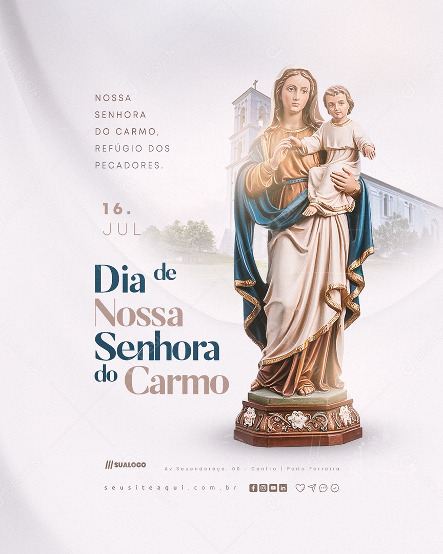 Dia de Nossa Senhora do Carmo 16 de Julho Social Media PSD Editável