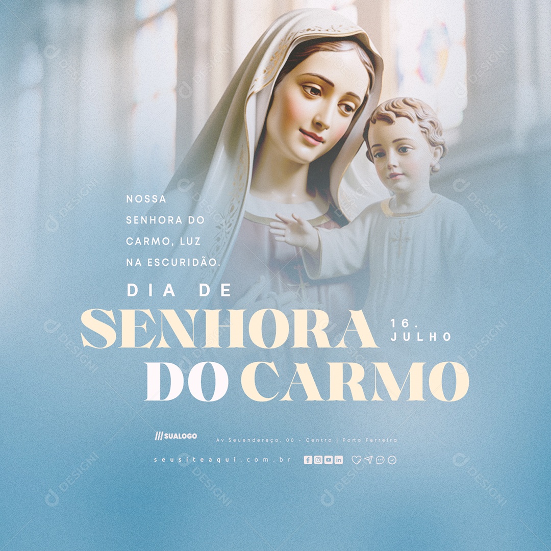 Dia de Nossa Senhora do Carmo 16 de Julho Social Media PSD Editável