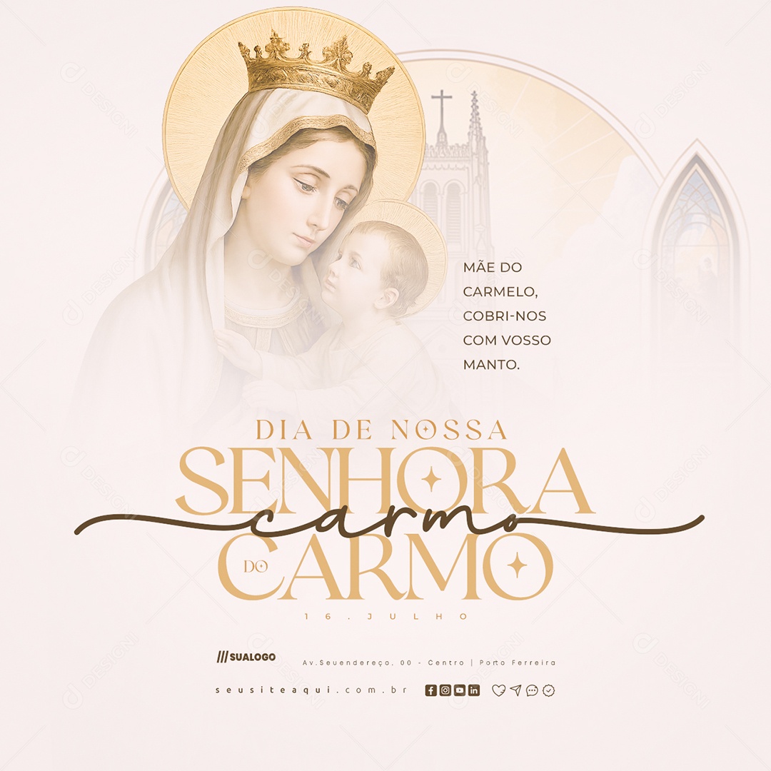 Dia de Nossa Senhora do Carmo 16 de Julho Social Media PSD Editável