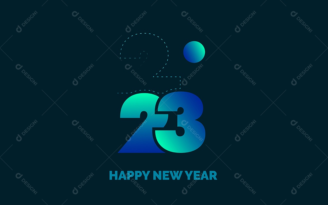 Logotipo 2023 Feliz Ano Novo Ilustração Vetor EPS